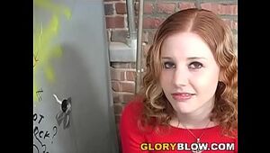 Red-haired Virgin Poppens Plays With Big black cock - Gloryhole