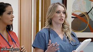 Girlsway Warm Beginner Nurse With Meaty Funbags Has A Humid Poon Formation With Her Imperious