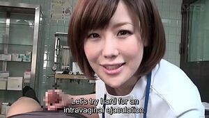 Subtitled CFNM Asian chick doc gives patient hand job