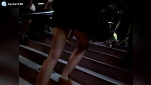 Super hot gams climbing up the stairs