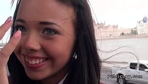 Dark-haired first-timer schoolgirl from public screwing homemade point of view
