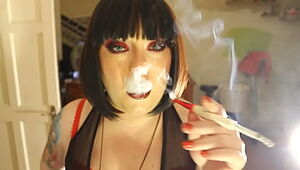 Big Dominatrix Tina Smua Smokes A Filterless Ciggy In A Possessor
