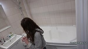 Czech Doll Keti in the bathroom - Hidden camera