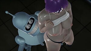 Futurama - Leela gets creampied by Bender - 3 dimensional Porno