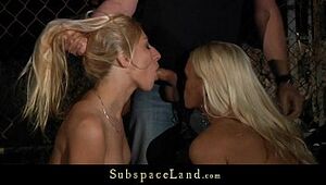 Captive blondes stiff smacked and humped at midnight